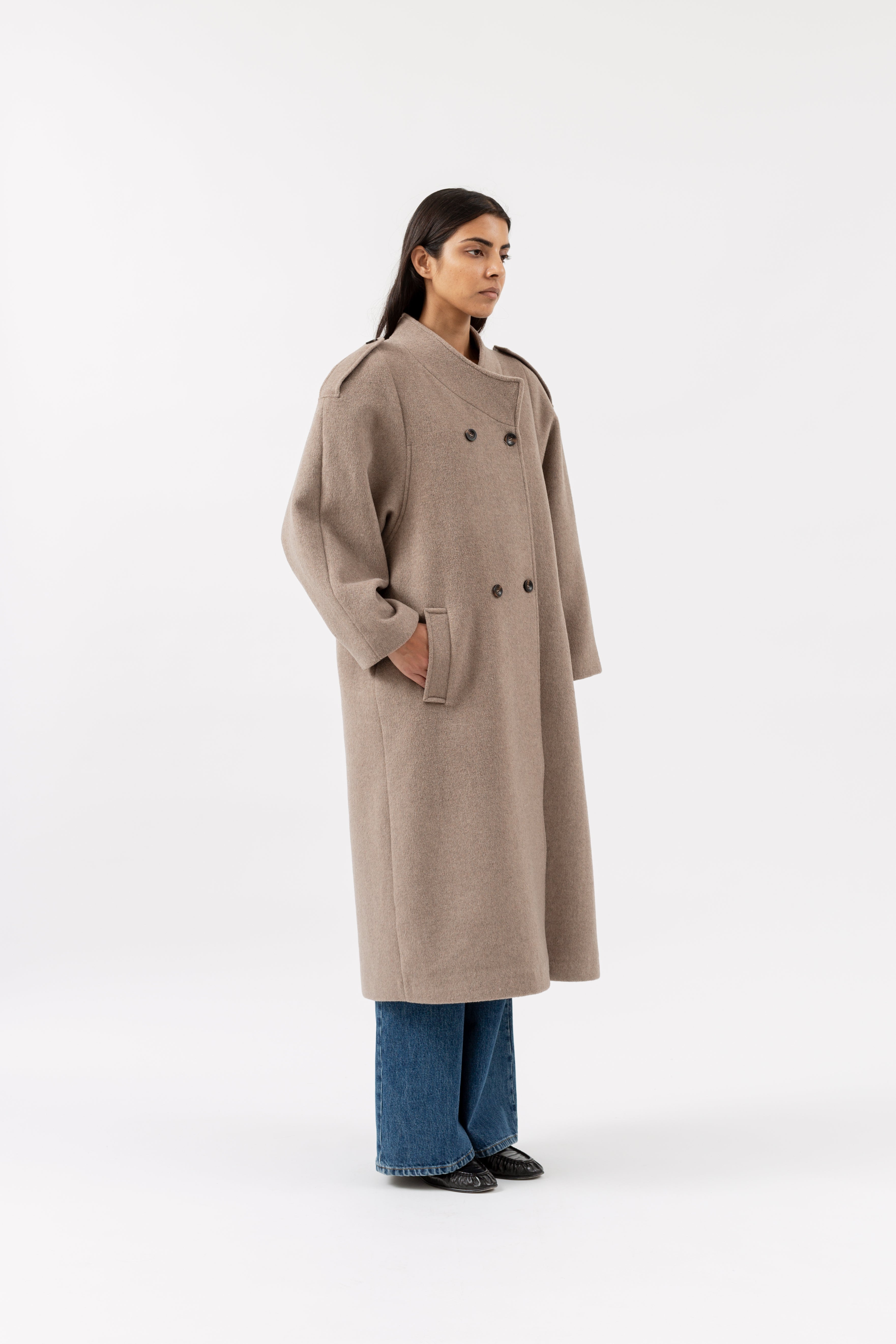 Aunty Coat - Brown Melange