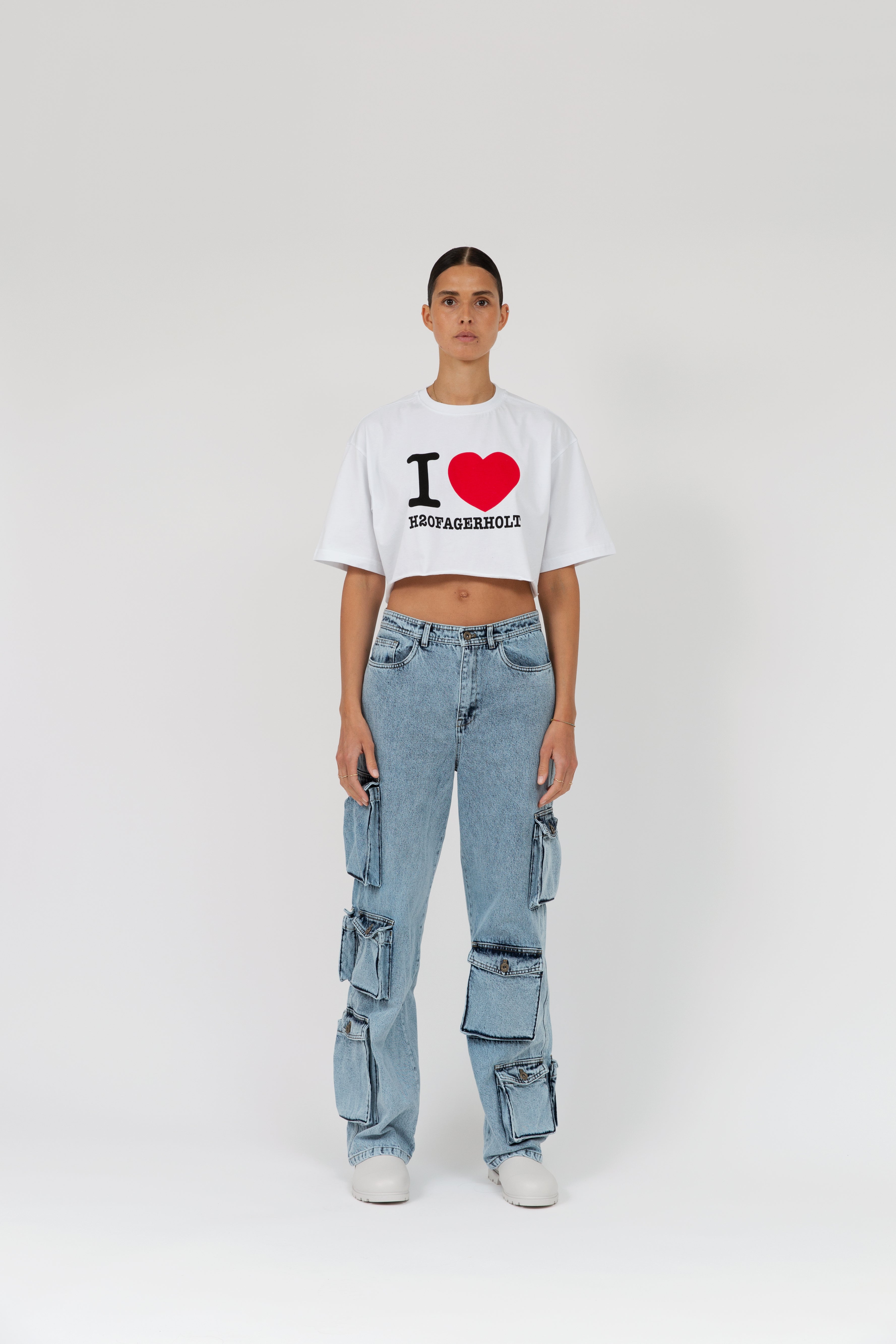 H2OFagerholt I Love Tee Cropped T-Shirt 1006 Off White