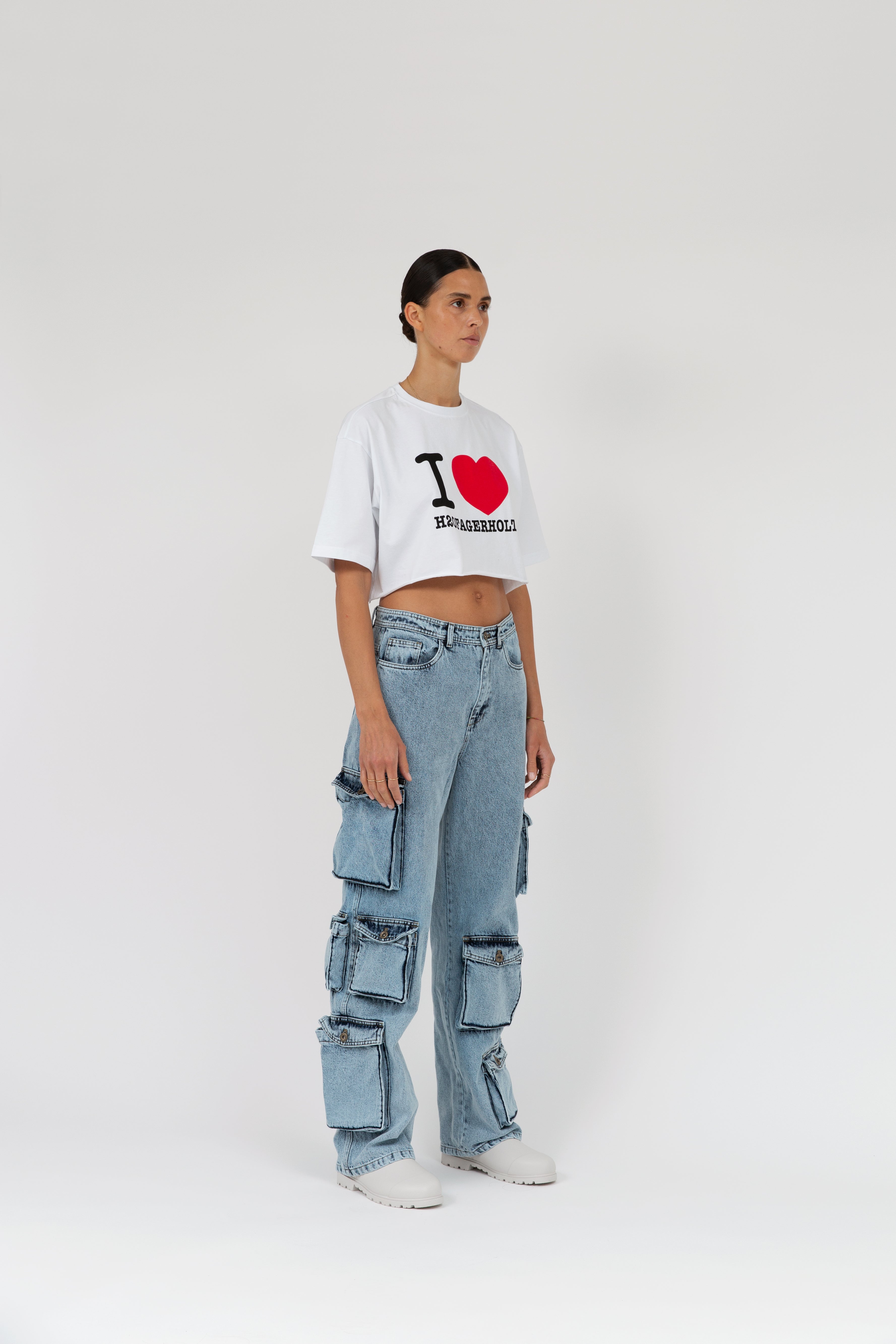 H2OFagerholt I Love Tee Cropped T-Shirt 1006 Off White